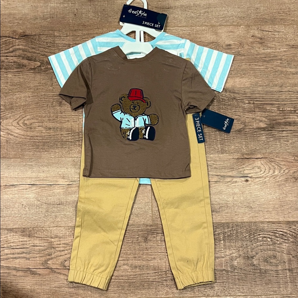 FREESTYLE REVOLUTION | 3pc set/outfit: henley, tee& khaki twill joggers/pants